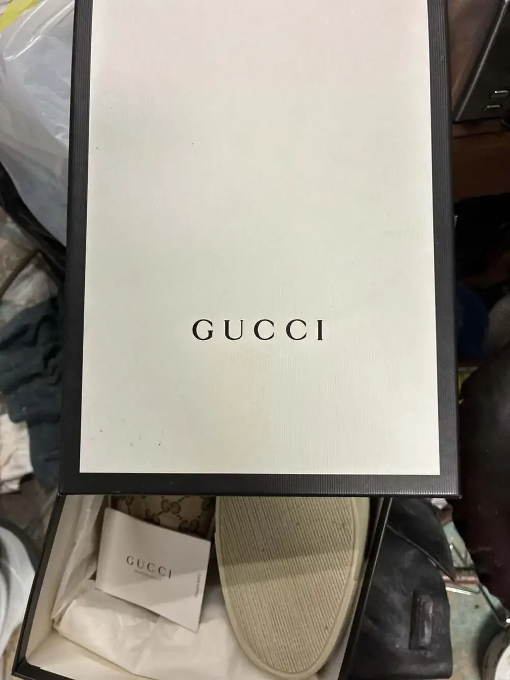 Gucci GG Supreme Canvas Slip-On Sneakers with Leather Trim
